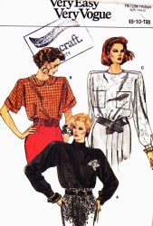 9718 VOGUE LOOSE SS-LS BACK BUTTON BLOUSE PATTERN 8-12